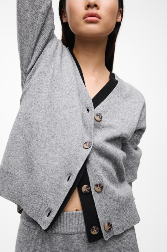 VIRIL V-NECK KNIT CARDIGAN - NOOS 14107411 Medium Gray Melange